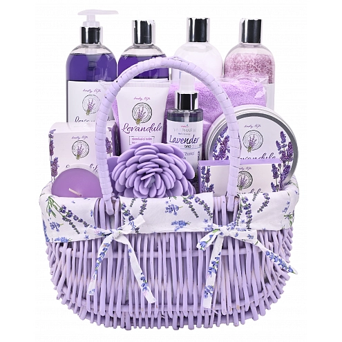 Luxuriöser Geschenkkorb mit Lavendelkosmetik Luxuriöser Geschenkkorb mit Lavendelkosmetik