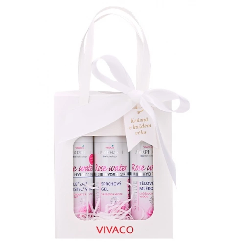 Geschenktasche mit Kosmetik und Rosenwasser