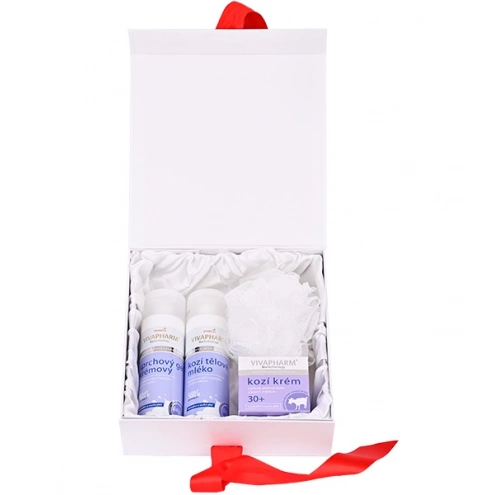 Geschenkverpackung mit Kosmetik aus Ziegenmilch