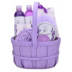 Geschenkkorb mit Kosmetik und Lavendelöl