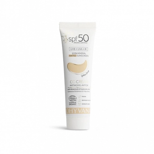 Dhyvana Natural 100% Mineral Tinted Sunscreen SPF 50 Tinted Face Cream Golden Beige 50 ml