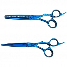 MR. MUSTACHE Portofino Blu Professional Hairdressing Scissors Set 6.0"