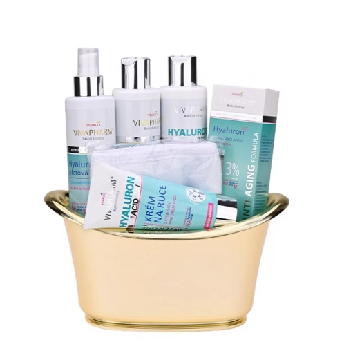 Geschenkkorb mit Kosmetik mit Hyaluronsäure