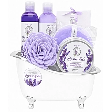 Geschenkkorb mit Kosmetik und Lavendelöl