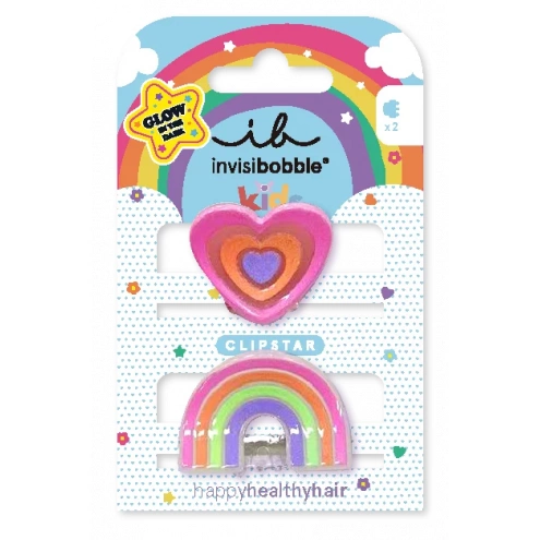 Invisibobble CLIPSTAR GLOW KIDS Happy Heart 2pc