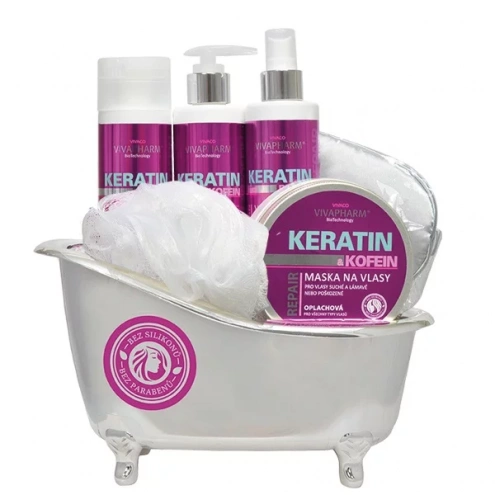 VIVACO Dárková vanička vlasové péče s keratinem a kofeinem