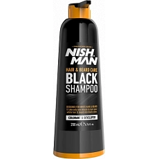 NishMan farbiaci šampón na vlasy a bradu čierny 200 ml