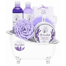 Geschenkkorb mit Kosmetik und Lavendelöl